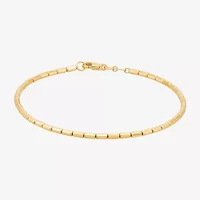 Womens 10K Gold 7.5 Inch Hollow Link Chain Bracelet