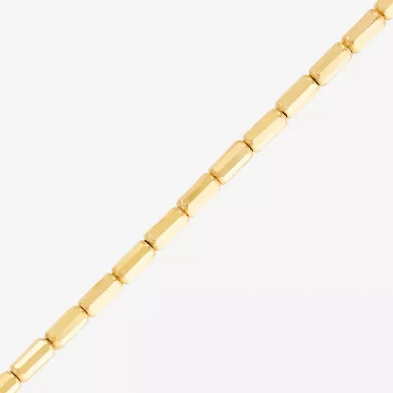 Womens 10K Gold 7.5 Inch Hollow Link Chain Bracelet