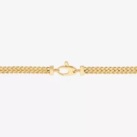 Womens 10K Gold 7.5 Inch Hollow Link Chain Bracelet