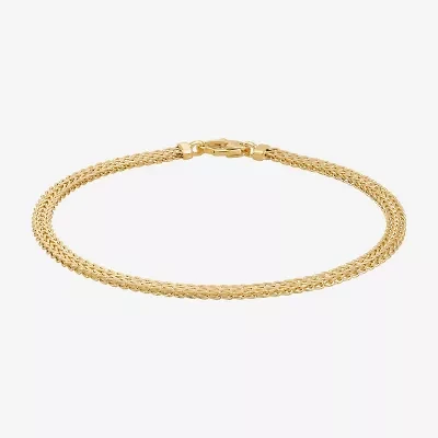 Womens 10K Gold 7.5 Inch Hollow Link Chain Bracelet