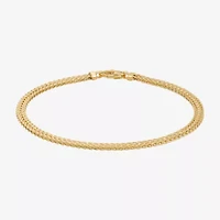 Womens 10K Gold 7.5 Inch Hollow Link Chain Bracelet