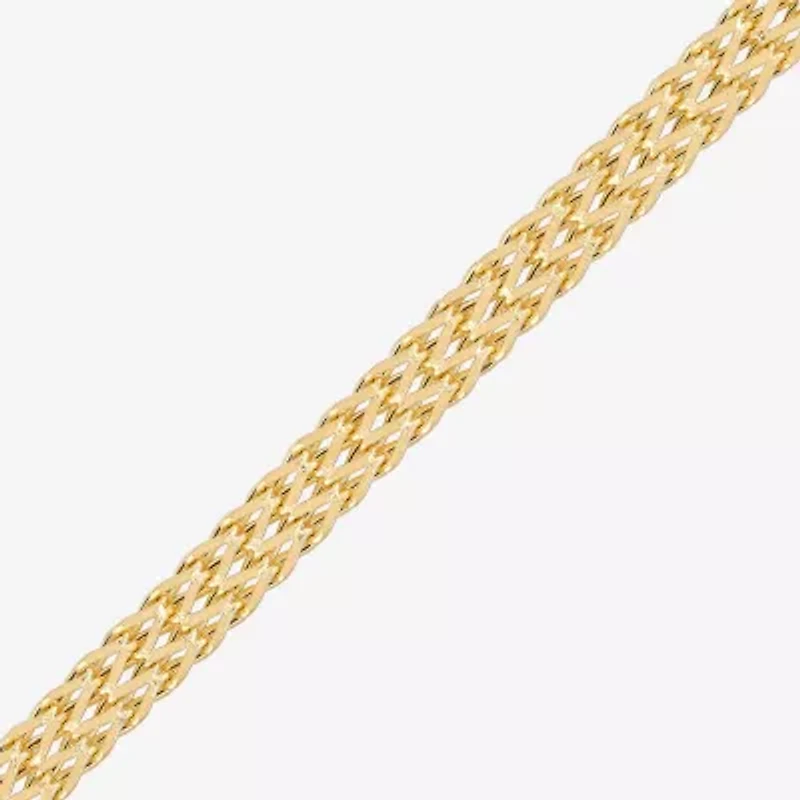 Womens 10K Gold 7.5 Inch Hollow Link Chain Bracelet
