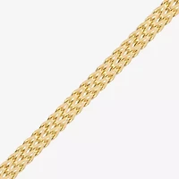 Womens 10K Gold 7.5 Inch Hollow Link Chain Bracelet