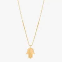 Gold Addiction Womens 10K Gold Hamsa 18 Inch Pendant Necklace