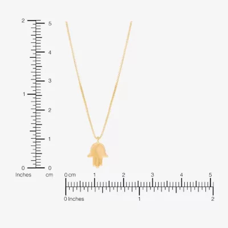 Gold Addiction Womens 10K Gold Hamsa 18 Inch Pendant Necklace