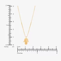 Gold Addiction Womens 10K Gold Hamsa 18 Inch Pendant Necklace
