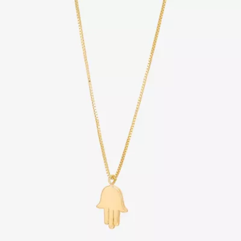 Gold Addiction Womens 10K Gold Hamsa 18 Inch Pendant Necklace