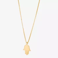 Gold Addiction Womens 10K Gold Hamsa 18 Inch Pendant Necklace
