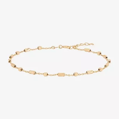 Gold Addiction Womens 10K Gold Inch Solid Chain Bracelet