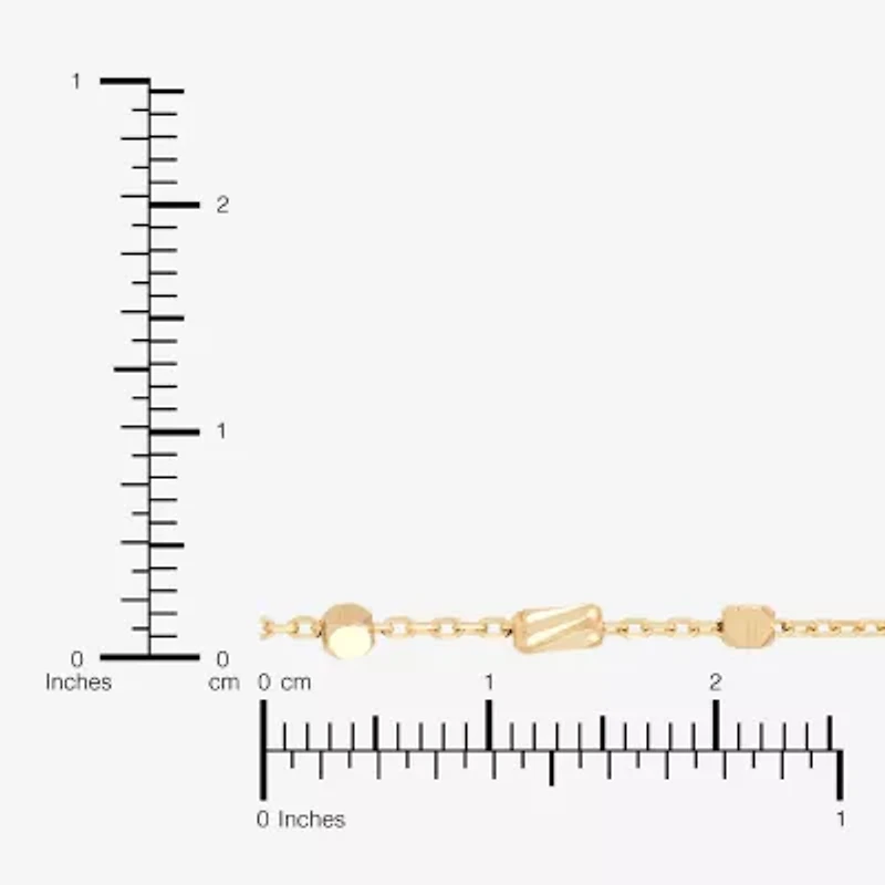 Gold Addiction Womens 10K Gold Inch Solid Chain Bracelet