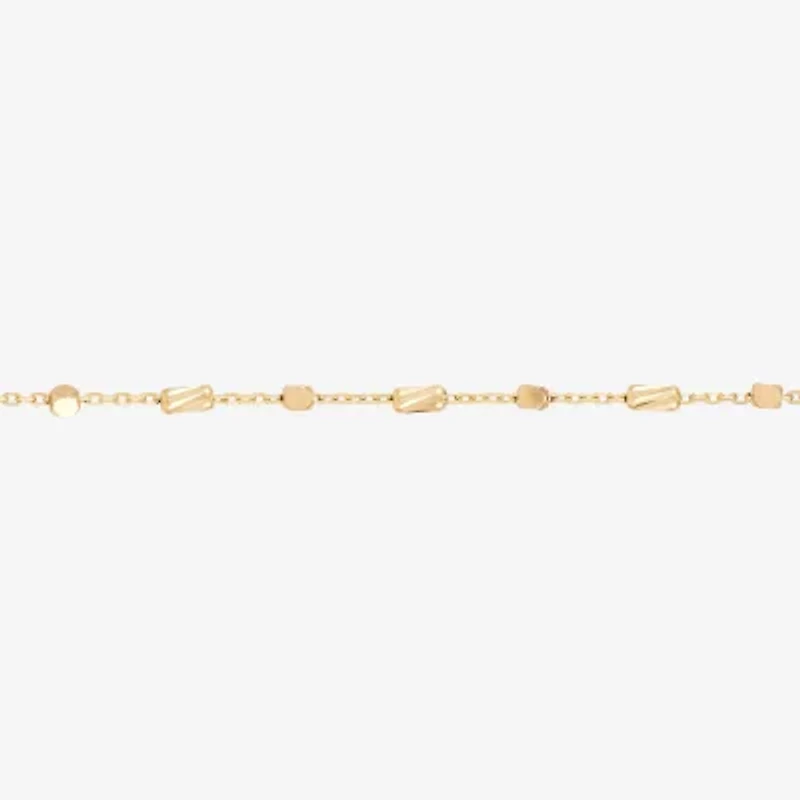 Gold Addiction Womens 10K Gold Inch Solid Chain Bracelet