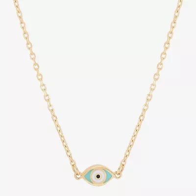 Gold Addiction Womens 10K Gold Evil Eye 18 Inch Pendant Necklace