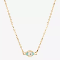 Gold Addiction Womens 10K Gold Evil Eye 18 Inch Pendant Necklace