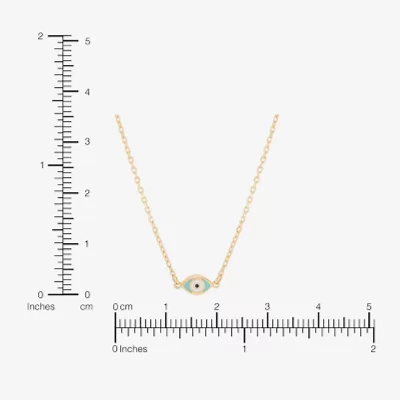 Gold Addiction Womens 10K Gold Evil Eye 18 Inch Pendant Necklace