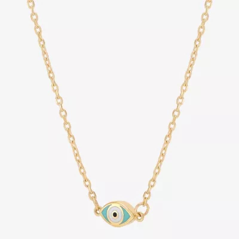 Gold Addiction Womens 10K Gold Evil Eye 18 Inch Pendant Necklace