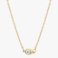 Gold Addiction Womens 10K Gold Evil Eye 18 Inch Pendant Necklace