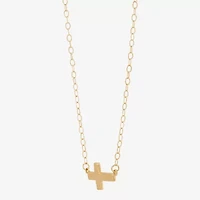 Gold Addiction Sideways Womens 10K Gold Cross 18 Inch Pendant Necklace