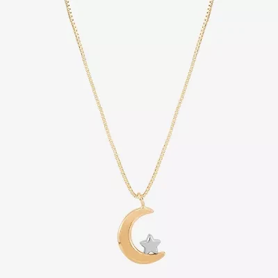 Gold Addiction Womens 10K Two Tone Gold Moon 18 Inch Pendant Necklace