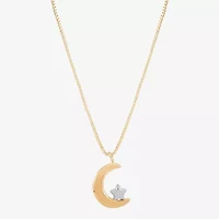 Gold Addiction Womens 10K Two Tone Gold Moon 18 Inch Pendant Necklace