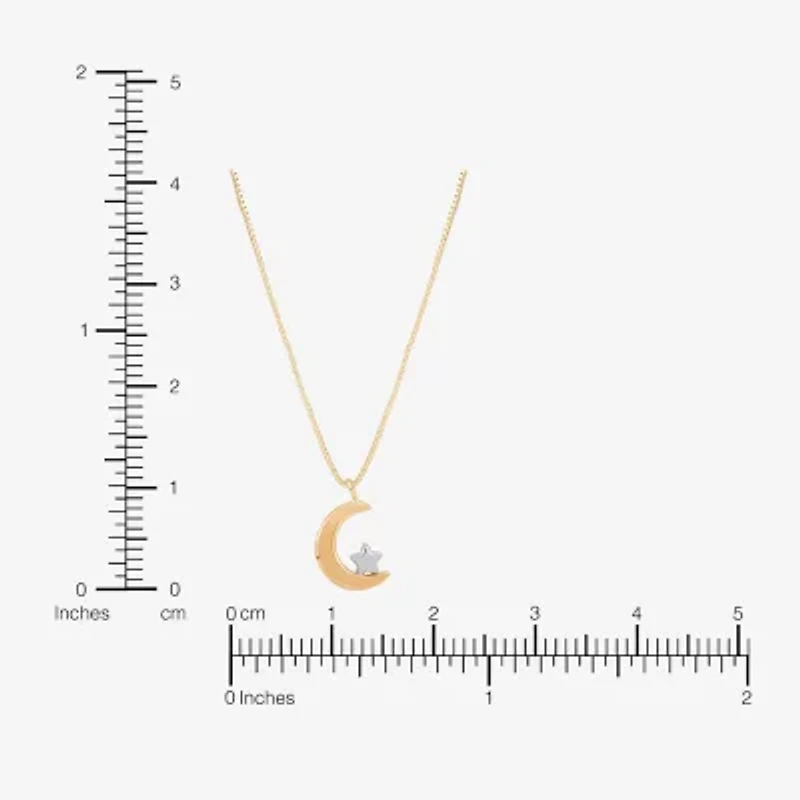 Gold Addiction Womens 10K Two Tone Gold Moon 18 Inch Pendant Necklace
