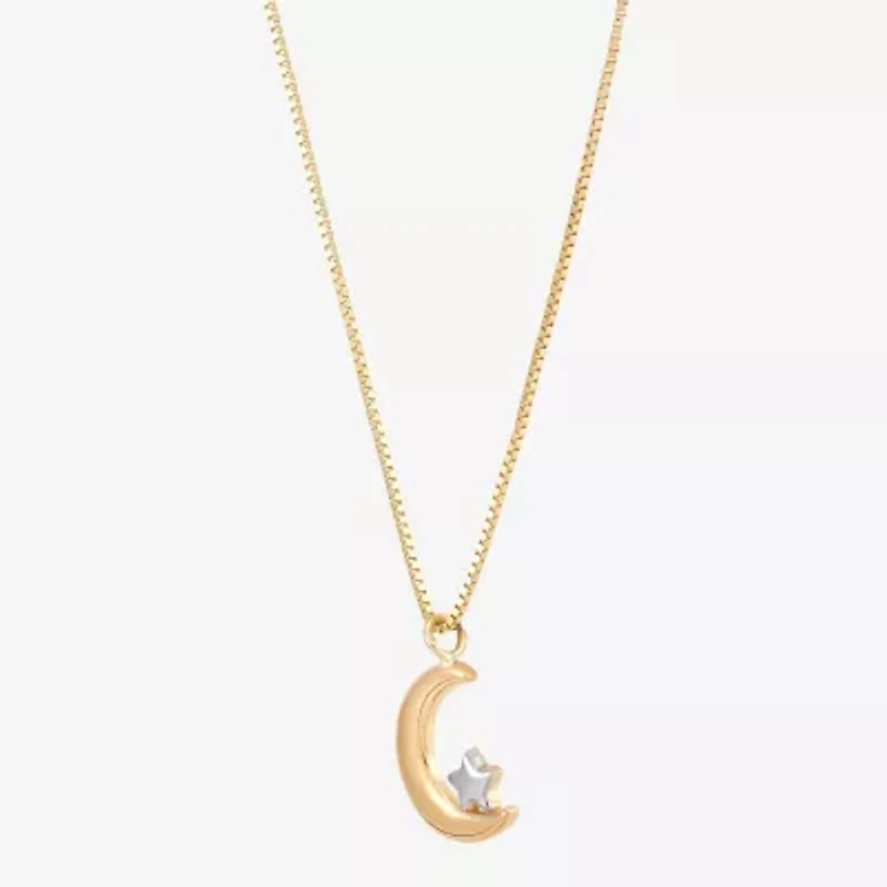 Gold Addiction Womens 10K Two Tone Gold Moon 18 Inch Pendant Necklace