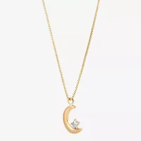 Gold Addiction Womens 10K Two Tone Gold Moon 18 Inch Pendant Necklace