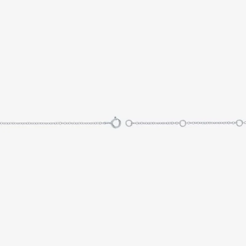 Yes, Please! Womens Lab Created White Sapphire Pure Silver Over Brass 16 Inch Pendant Necklace