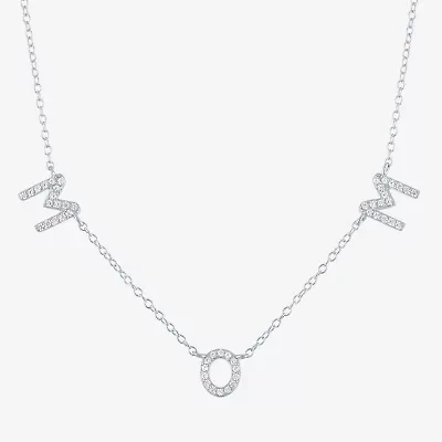 Yes, Please! Womens Lab Created White Sapphire Pure Silver Over Brass 16 Inch Pendant Necklace