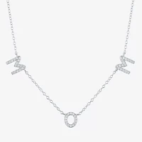 Yes, Please! Womens Lab Created White Sapphire Pure Silver Over Brass 16 Inch Pendant Necklace