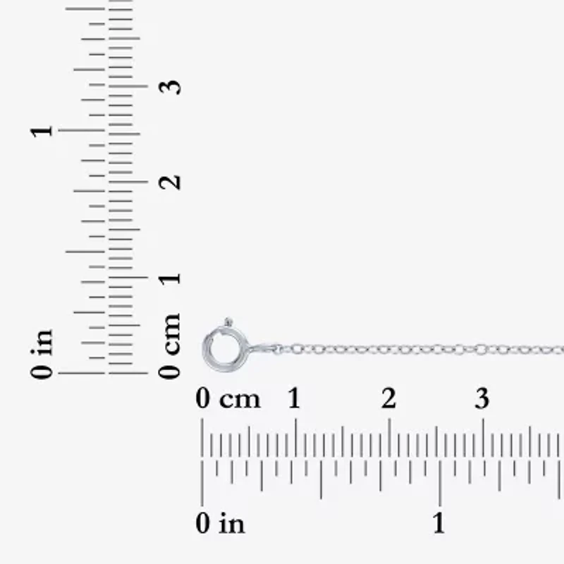 Yes, Please! Womens Lab Created White Sapphire Pure Silver Over Brass 16 Inch Pendant Necklace