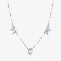 Yes, Please! Womens Lab Created White Sapphire Pure Silver Over Brass 16 Inch Pendant Necklace