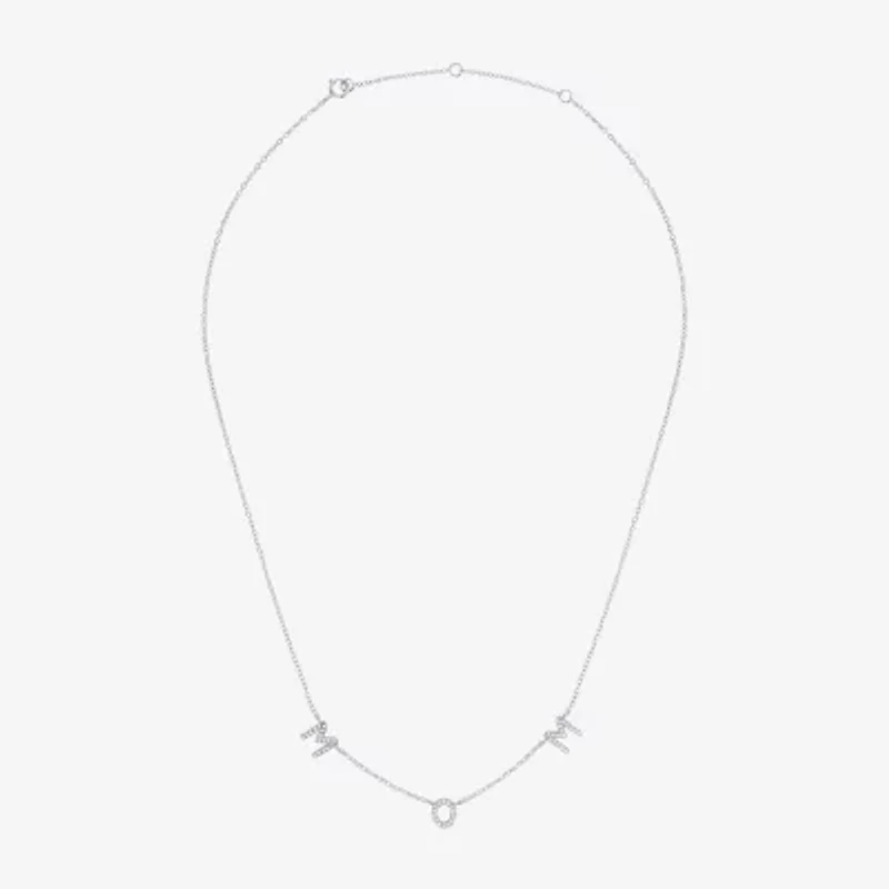 Yes, Please! Womens Lab Created White Sapphire Pure Silver Over Brass 16 Inch Pendant Necklace