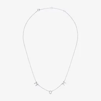 Yes, Please! Womens Lab Created White Sapphire Pure Silver Over Brass 16 Inch Pendant Necklace