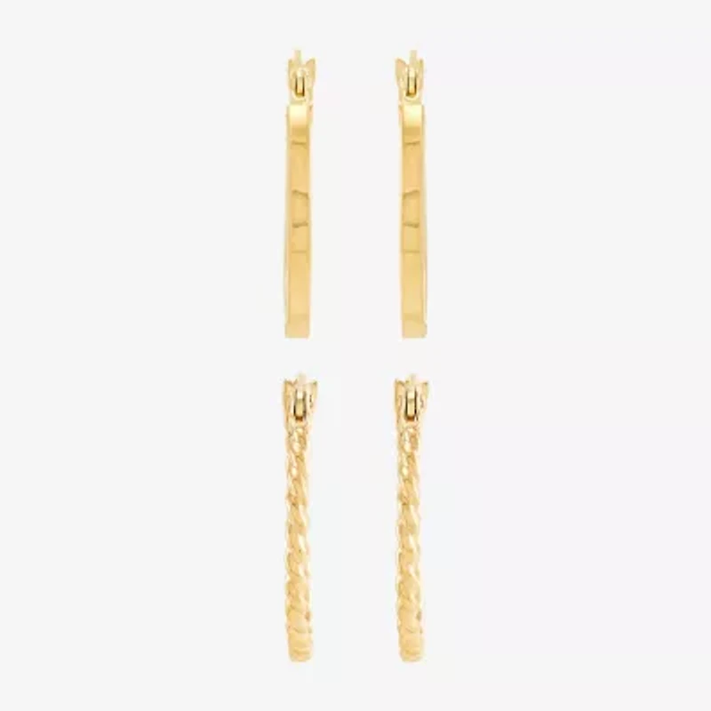 Womens 10K Gold 2 Pair Earring Set