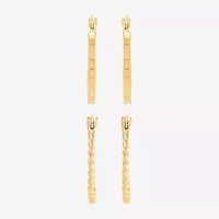 Womens 10K Gold 2 Pair Earring Set