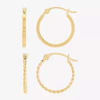 Womens 10K Gold 2 Pair Earring Set