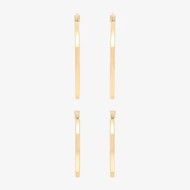 Womens 10K Gold 2 Pair Earring Set