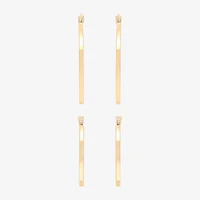 Womens 10K Gold 2 Pair Earring Set