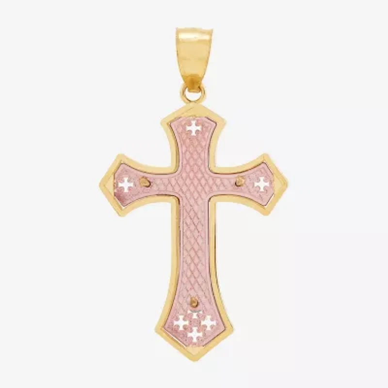 Crucifix Womens 10K Two Tone Gold Cross Pendant