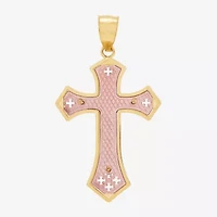 Crucifix Womens 10K Two Tone Gold Cross Pendant