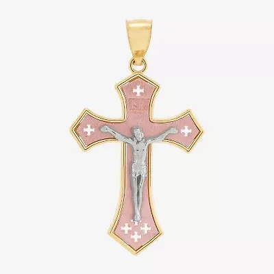 Crucifix Womens 10K Two Tone Gold Cross Pendant