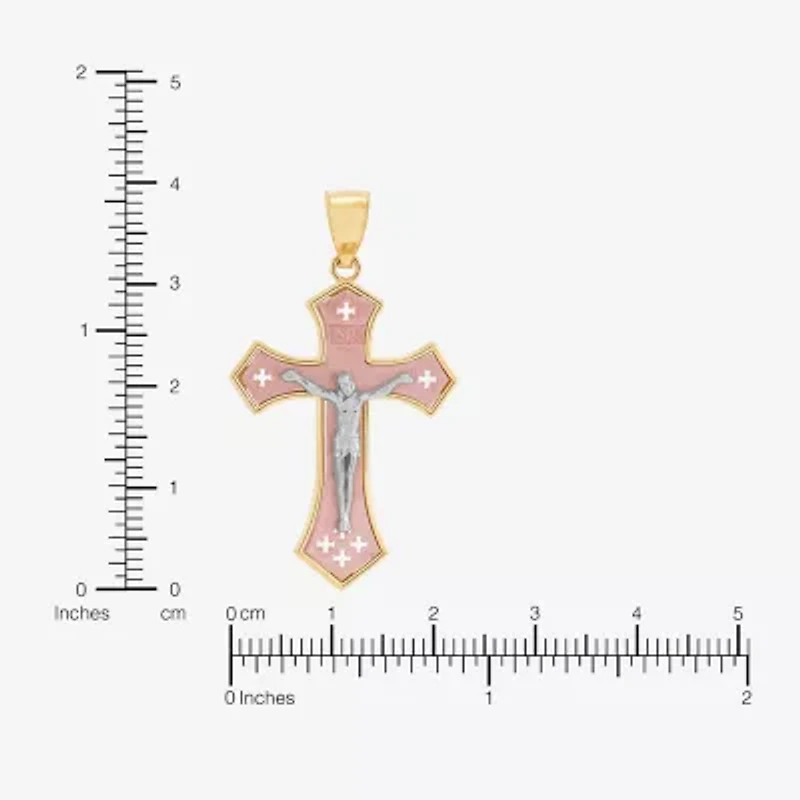 Crucifix Womens 10K Two Tone Gold Cross Pendant