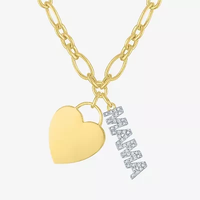 Diamond Addiction (G-H / Si2-I1) Womens 1/10 CT. T.W. Lab Grown White Diamond 14K Gold Over Silver Heart Inch Pendant Necklace
