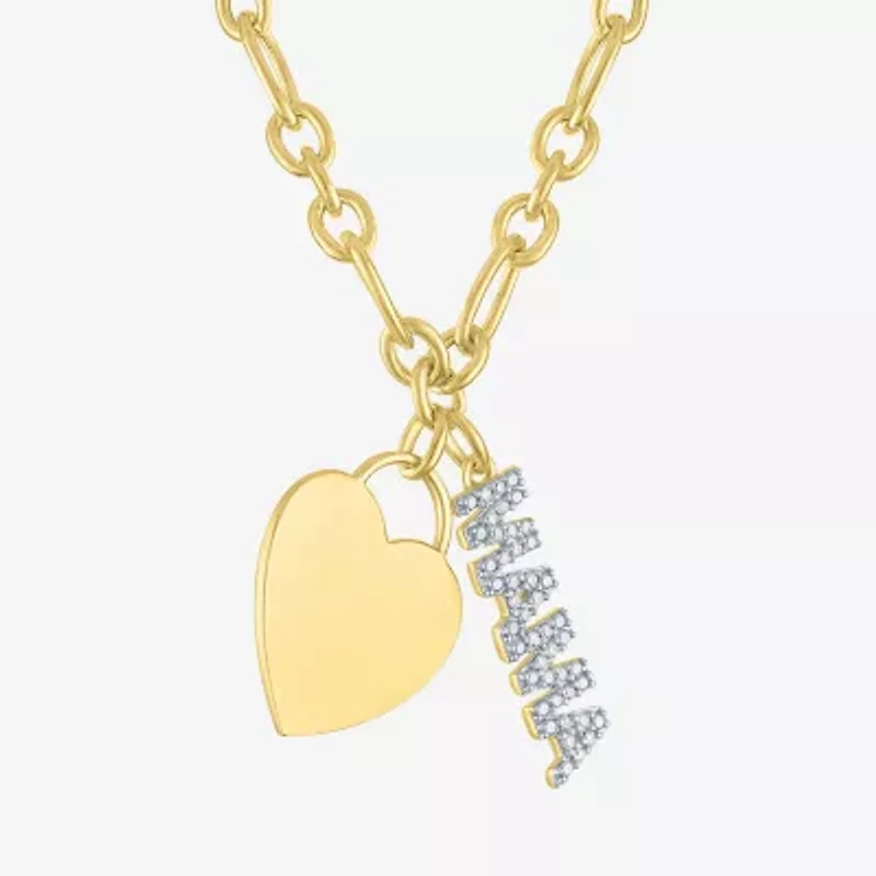 Diamond Addiction (G-H / Si2-I1) Womens 1/10 CT. T.W. Lab Grown White Diamond 14K Gold Over Silver Heart Inch Pendant Necklace