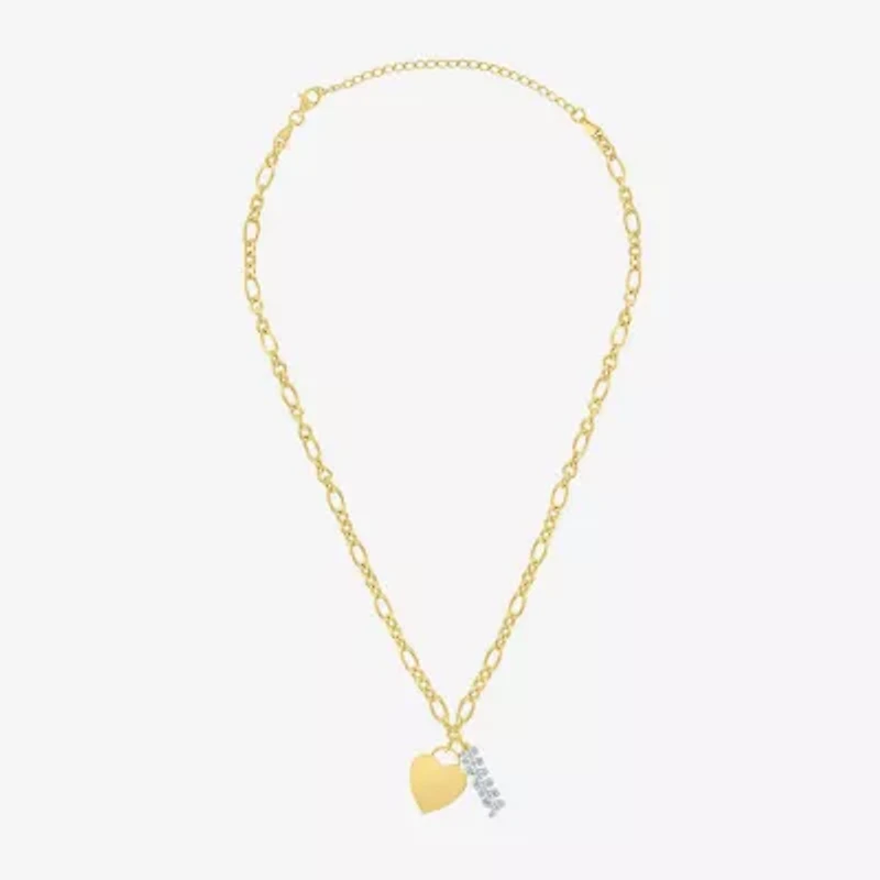 Diamond Addiction (G-H / Si2-I1) Womens 1/10 CT. T.W. Lab Grown White Diamond 14K Gold Over Silver Heart Inch Pendant Necklace
