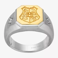 Harry Potter (F / Si2) Mens 1/10 CT. T.W. Lab Grown White Diamond 14K Gold Over Silver Signet Ring