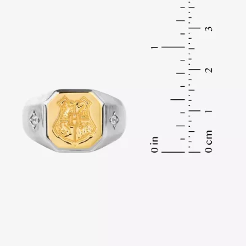Harry Potter (F / Si2) Mens 1/10 CT. T.W. Lab Grown White Diamond 14K Gold Over Silver Signet Ring