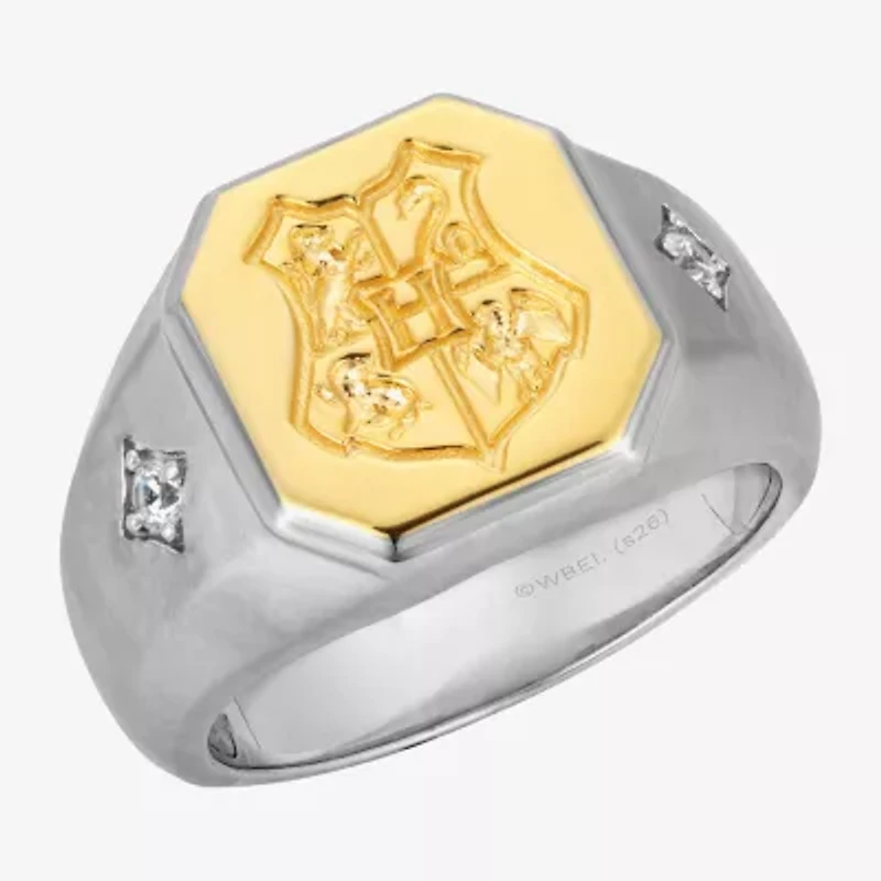 Harry Potter (F / Si2) Mens 1/10 CT. T.W. Lab Grown White Diamond 14K Gold Over Silver Signet Ring