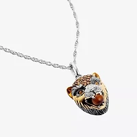 Harry Potter (F / Si2) Womens Diamond Accent Genuine Brown Tiger's Eye 14K Gold Over Silver 16 Inch Pendant Necklace