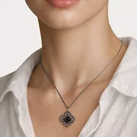 Harry Potter (F / Si2) Womens Lab Grown Diamond Accent Genuine Black Onyx Sterling Silver 18 Inch Pendant Necklace
